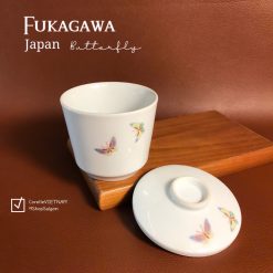 Hàng Hiêu Japan New - FUKAGAWA SEIJI - Chén Trà Có Nắp Hoạ Tiết Hồ Điệp Uyển Uyển