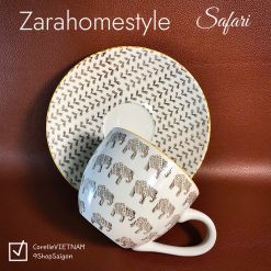 [Hàng Hiệu Hiếm] 01 Set Trà Size Đại Phong Cách ZaraHomeStyle Safari Hoạ Tiết Voi