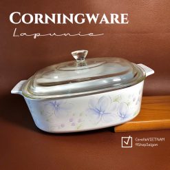 CorningWare - Lapunie - 01 Bộ Nồi Thuỷ Tinh Vuông Tử Đằng 2.0Lit