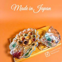 [Hàng Hiếm Japan New] 01 Set Cốc Trà Kèm Đĩa Lót Thủy Tinh Hình Chùm Nho 3D Phối Màu Gradient