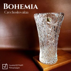 [Pha Lê Tiệp Khắc] Bohemia Czechoslovakia - 01 Bình Hoa Pha Lê Lung Linh Siêu Siêu Đẹp Cao 22.9cm
