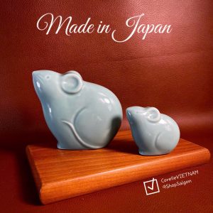 [Hàng Hiếm Japan 100%New] 01 Cặp Bạn Chuột Bằng Sứ Xanh Ngọc Trưng Bày